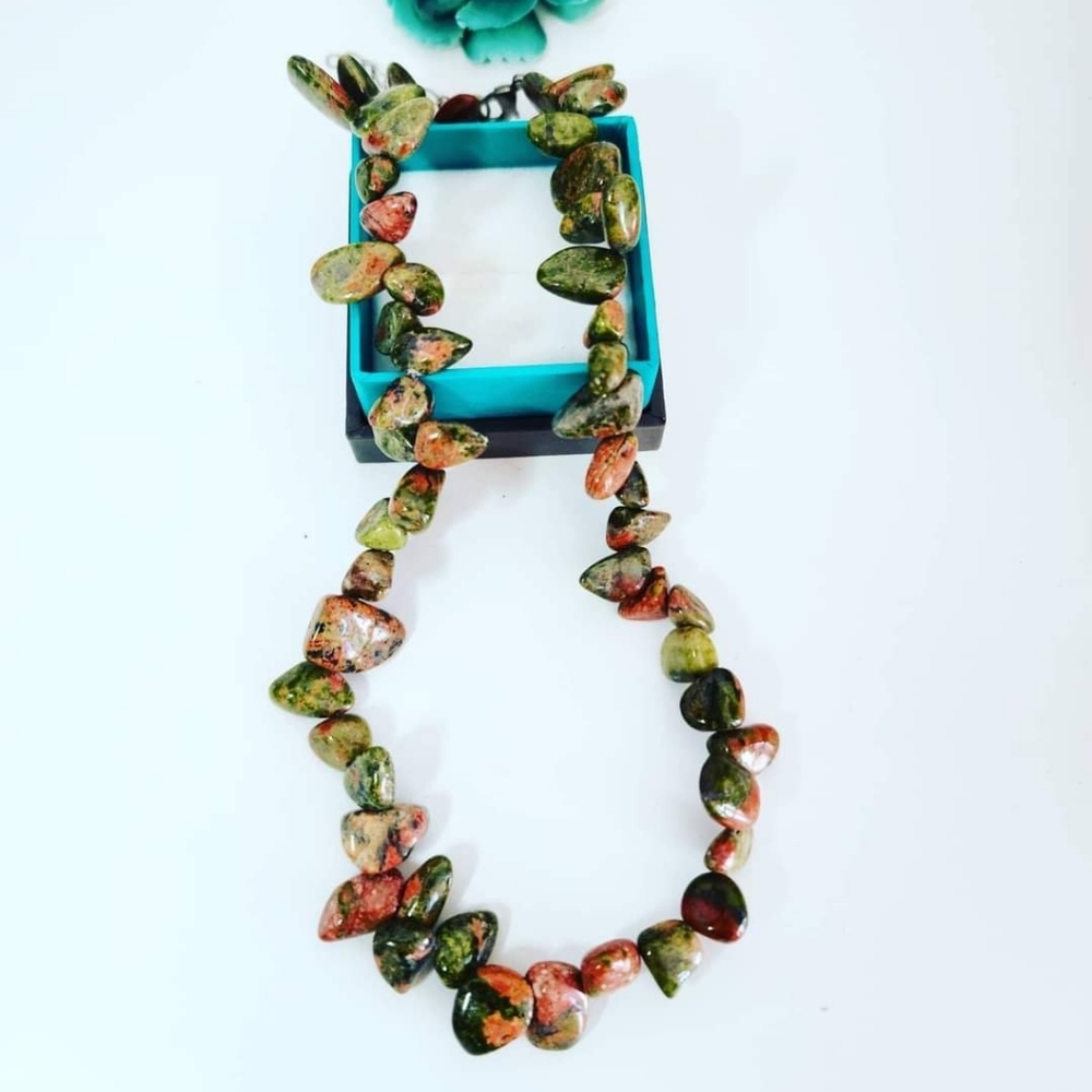Unakite Necklace/Irregular beads